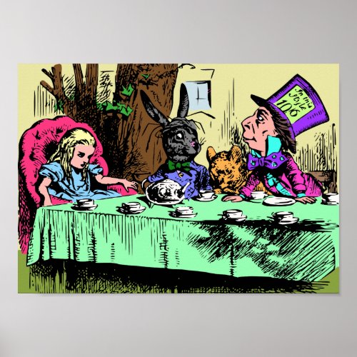 Alice at the Mad Hatters Tea Party Poster