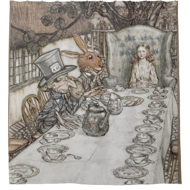 Alice at the Mad Hatter's Tea Party   Shower Curtain (Front)