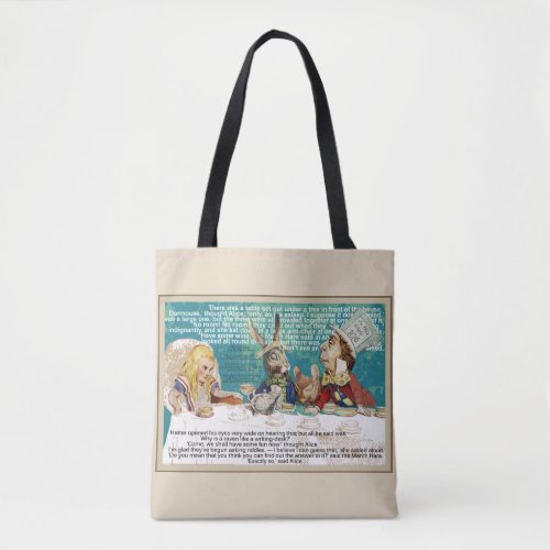Alice at the Mad Hatters tea party Tote Bag