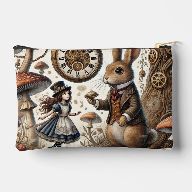 alice aventures in wonderland white rabbit accessory pouch (Back)