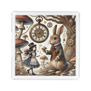 alice aventures in wonderland white rabbit acrylic tray
