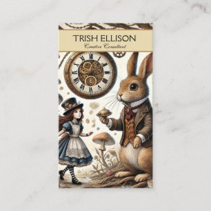alice aventures in wonderland white rabbit business card