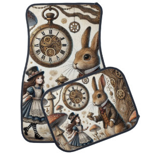 alice aventures in wonderland white rabbit car floor mat