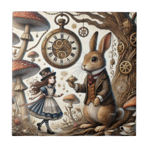 alice aventures in wonderland white rabbit ceramic tile