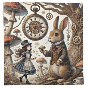 alice aventures in wonderland white rabbit cloth napkin