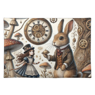 alice aventures in wonderland white rabbit cloth placemat