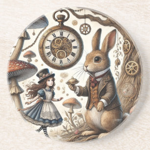alice aventures in wonderland white rabbit coaster