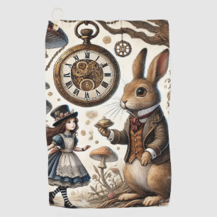 alice aventures in wonderland white rabbit golf towel