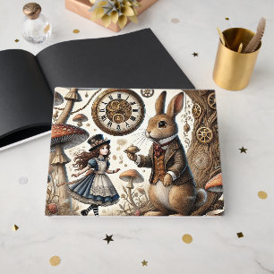 alice aventures in wonderland white rabbit guest book