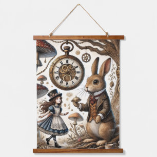 alice aventures in wonderland white rabbit hanging tapestry