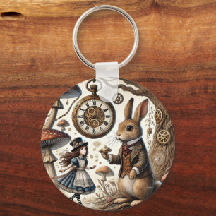 alice aventures in wonderland white rabbit keychain