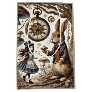 alice aventures in wonderland white rabbit medium gift bag
