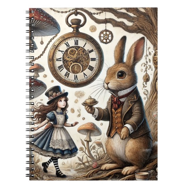 alice aventures in wonderland white rabbit notebook (Front)