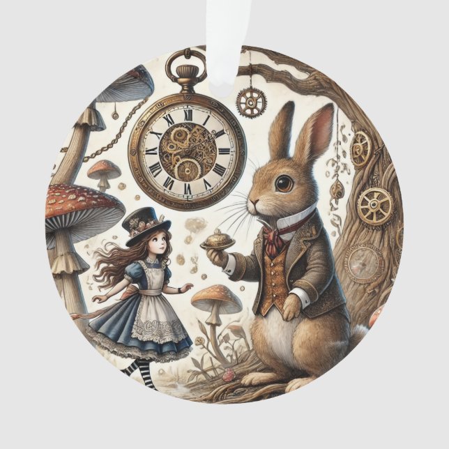 alice aventures in wonderland white rabbit ornament (Front)