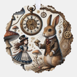alice aventures in wonderland white rabbit ornament card