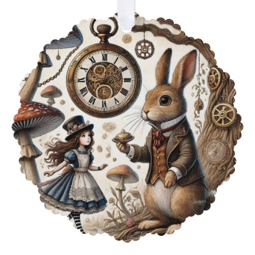 alice aventures in wonderland white rabbit ornament card