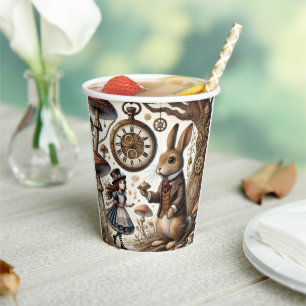 alice aventures in wonderland white rabbit paper cups
