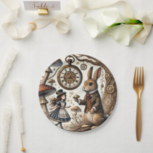 alice aventures in wonderland white rabbit paper plates