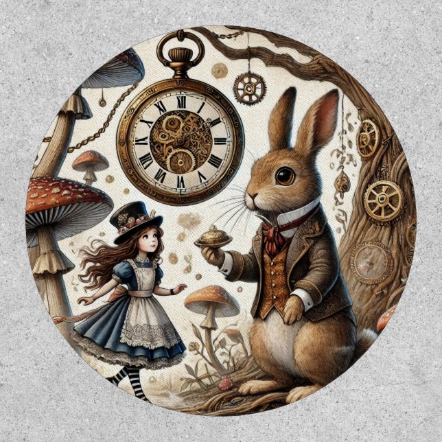 alice aventures in wonderland white rabbit patch (Front)