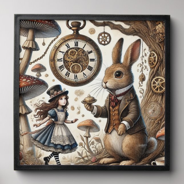 alice aventures in wonderland white rabbit peel and stick photo tile (Front Set)