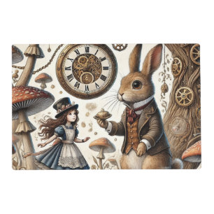 alice aventures in wonderland white rabbit placemat