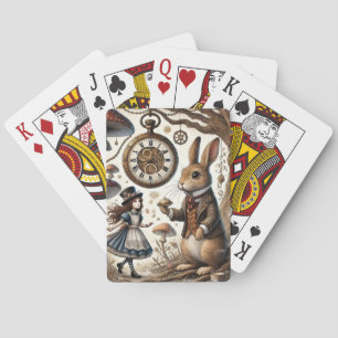 alice aventures in wonderland white rabbit poker cards