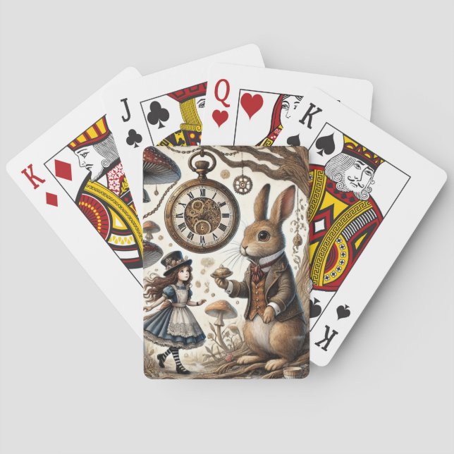 alice aventures in wonderland white rabbit poker cards (Back)