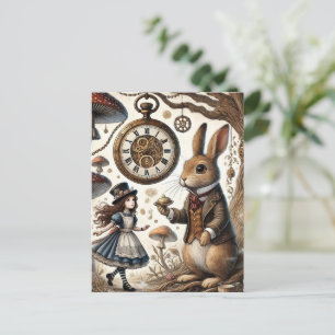 alice aventures in wonderland white rabbit postcard