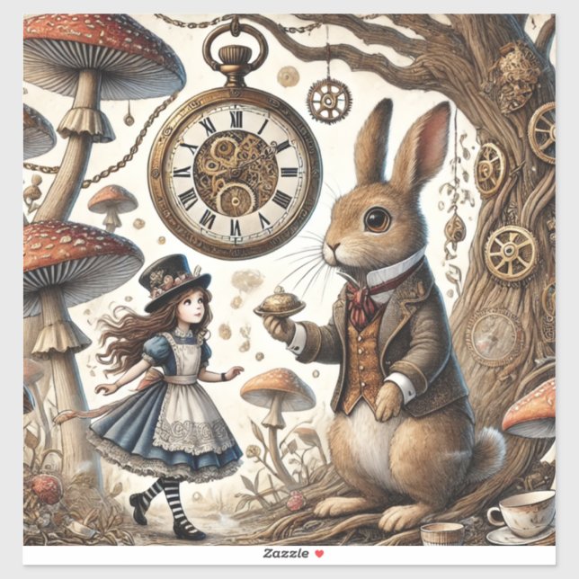 alice aventures in wonderland white rabbit sticker (Sheet)
