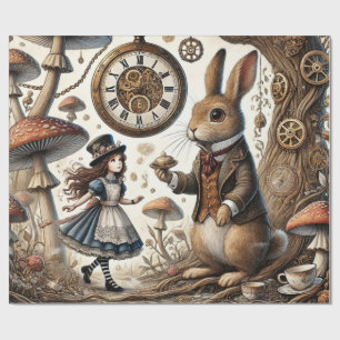 alice aventures in wonderland white rabbit wrapping paper