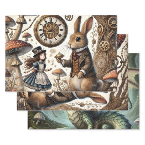 alice aventures in wonderland white rabbit wrapping paper sheets