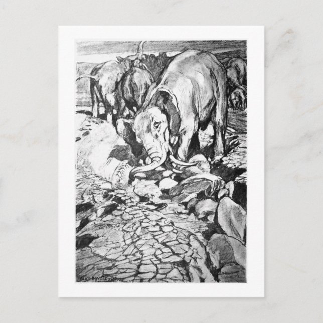 Alice B. Woodward: Dinotherium art postcard (Front)