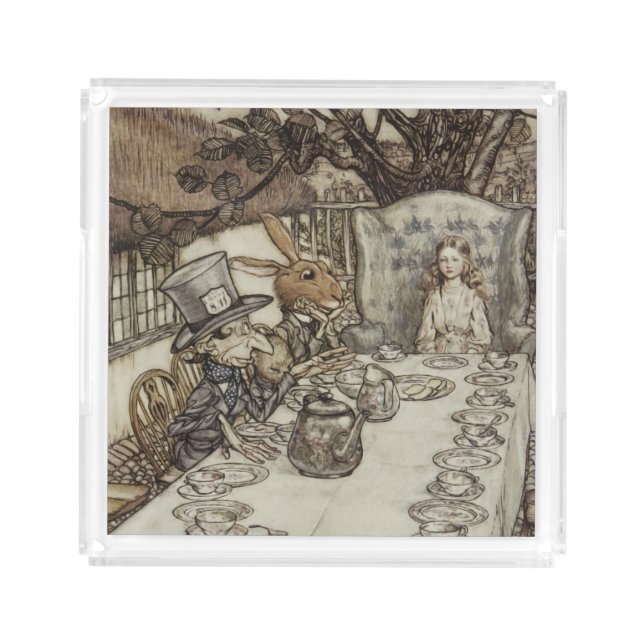 Alice Birthday Unbirthday Rabbit Hatter Party Acrylic Tray (Front)