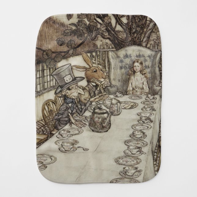 Alice Birthday Unbirthday Rabbit Hatter Party Baby Burp Cloth (Front)
