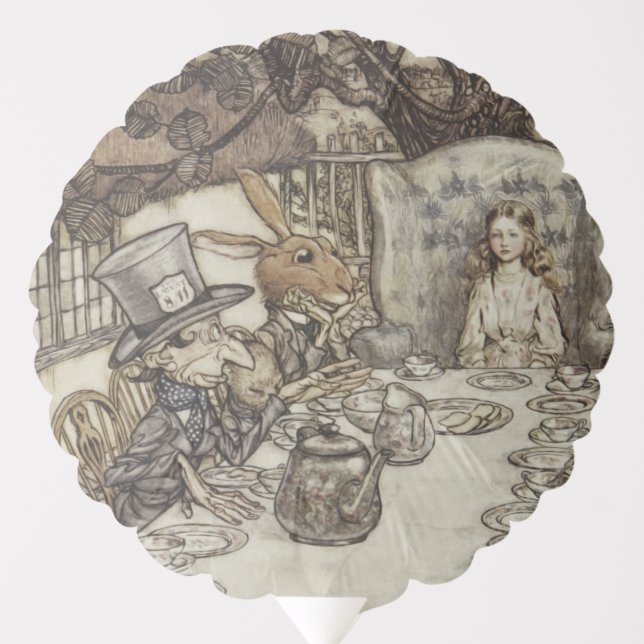 Alice Birthday Unbirthday Rabbit Hatter Party Balloon (Front)