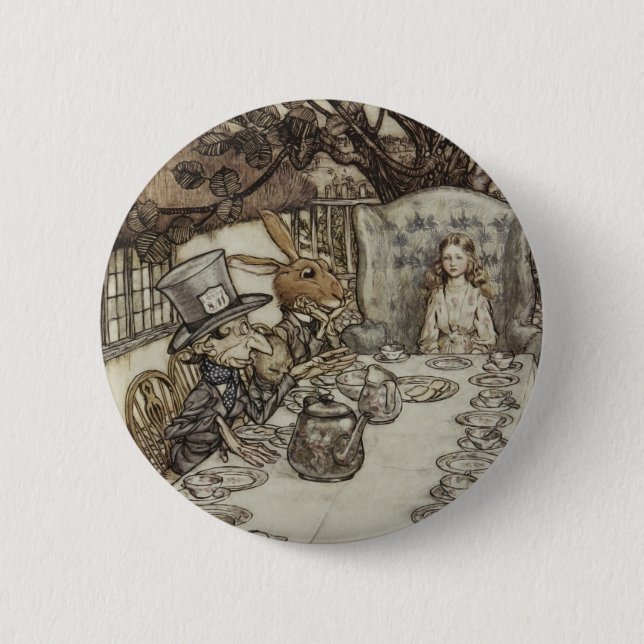 Alice Birthday Unbirthday Rabbit Hatter Party Button (Front)