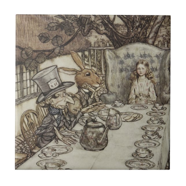 Alice Birthday Unbirthday Rabbit Hatter Party Ceramic Tile (Front)