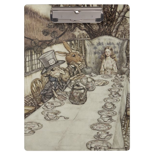 Alice Birthday Unbirthday Rabbit Hatter Party Clipboard (Front)