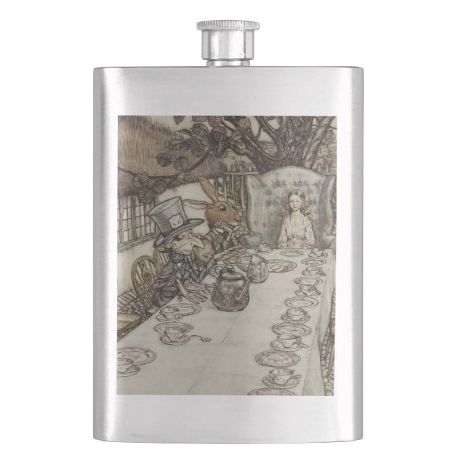 Alice Birthday Unbirthday Rabbit Hatter Party Flask (Front)