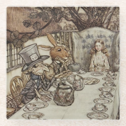 Alice Birthday Unbirthday Rabbit Hatter Party Glass Coaster