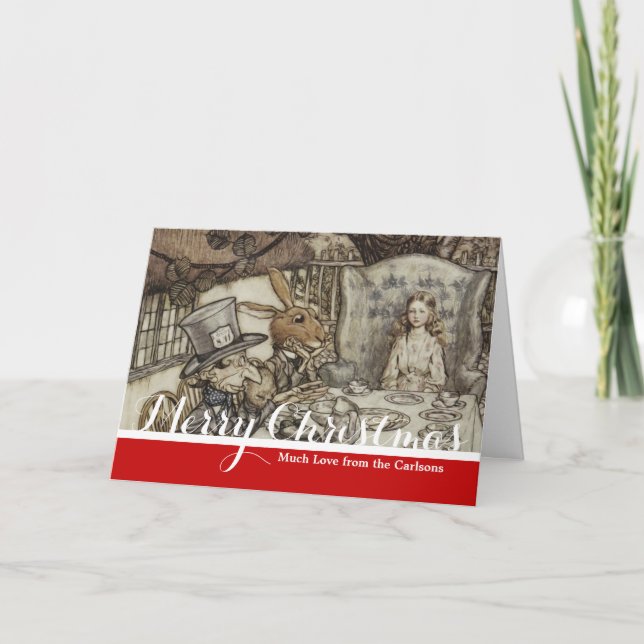 Alice Birthday Unbirthday Rabbit Hatter Party Holiday Card (Front)