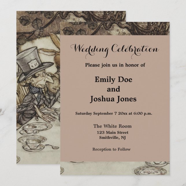 Alice Birthday Unbirthday Rabbit Hatter Party Invitation (Front/Back)