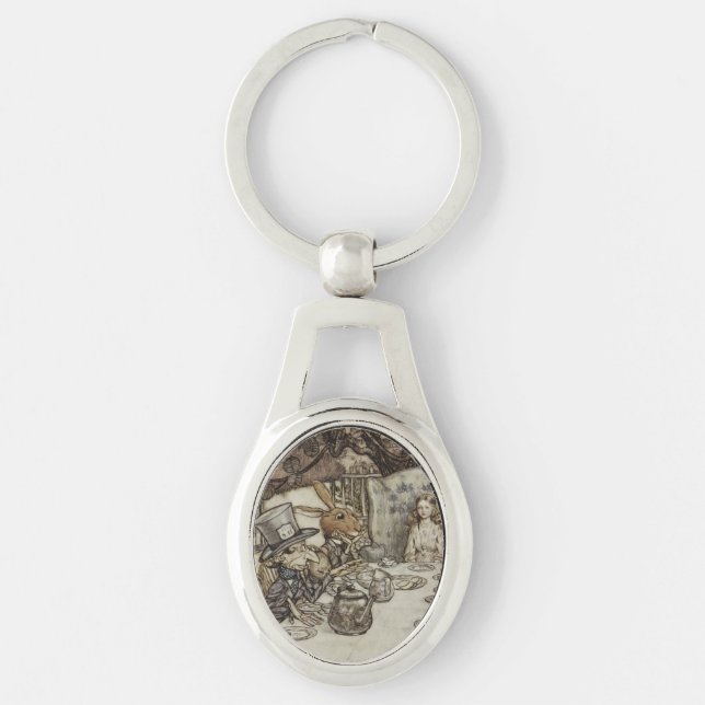 Alice Birthday Unbirthday Rabbit Hatter Party Keychain (Front)