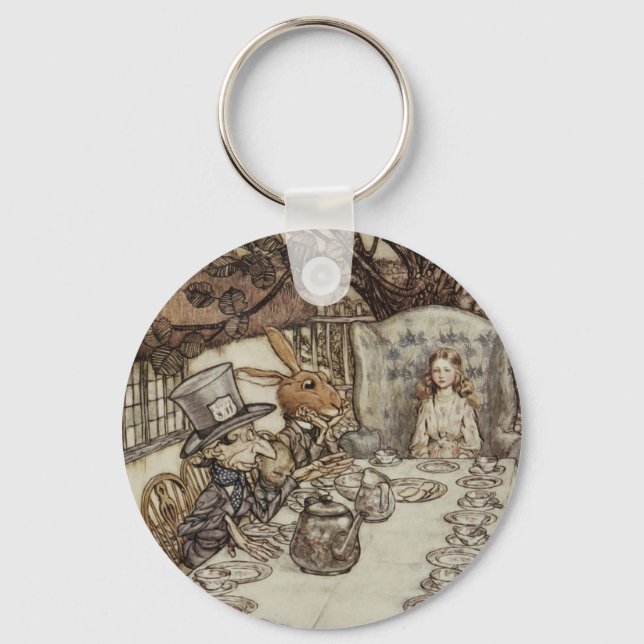 Alice Birthday Unbirthday Rabbit Hatter Party Keychain (Front)