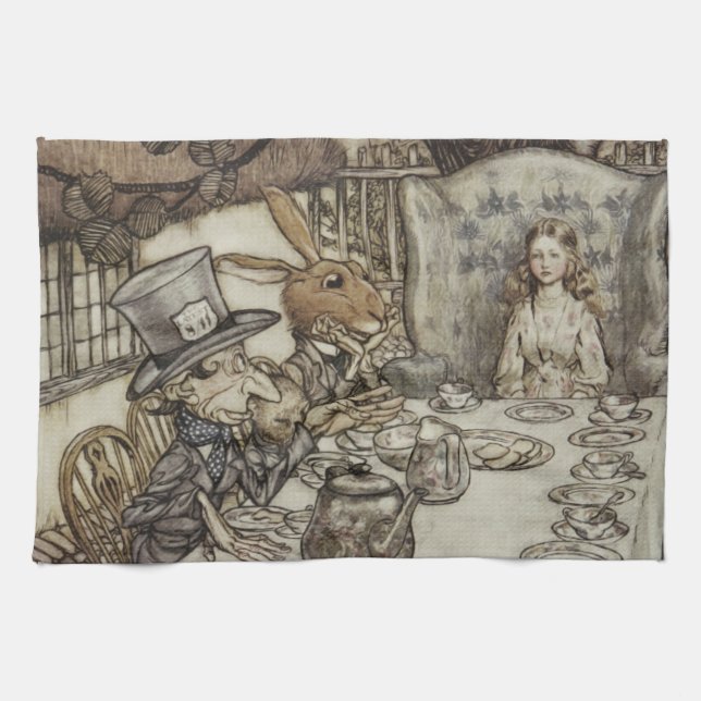 Alice Birthday Unbirthday Rabbit Hatter Party Kitchen Towel (Horizontal)
