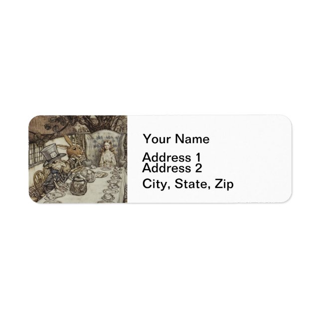 Alice Birthday Unbirthday Rabbit Hatter Party Label (Front)