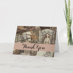 Alice Birthday Unbirthday Rabbit Hatter Party Letterpress Thank You Card