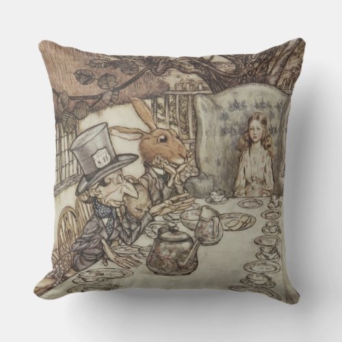 Alice Birthday Unbirthday Rabbit Hatter Party Outdoor Pillow