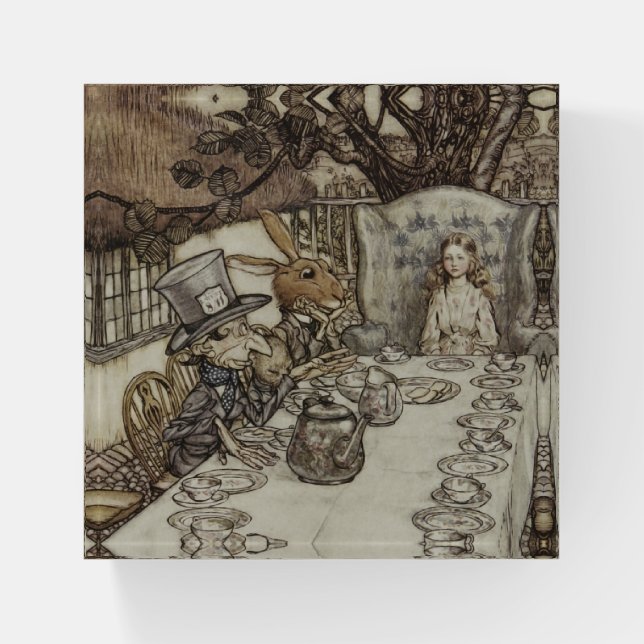 Alice Birthday Unbirthday Rabbit Hatter Party Paperweight (Front)