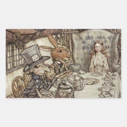 Alice Birthday Unbirthday Rabbit Hatter Party Rectangular Sticker